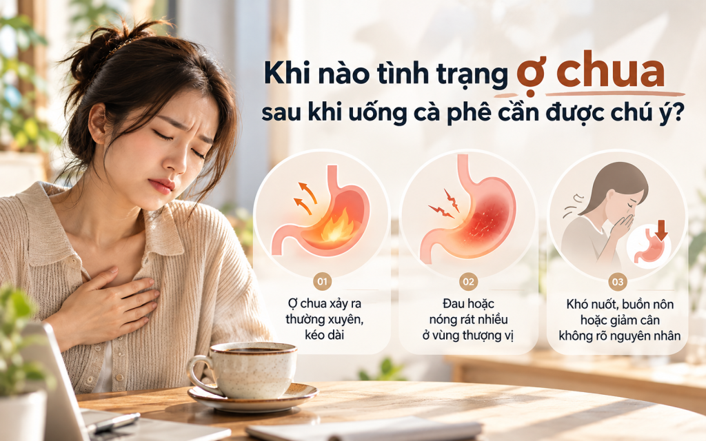 Ợ chua dạ dày sau khi uống cà phê

